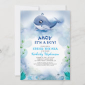 Invitation Petite baleine nautique sous le Baby shower marin (Devant)