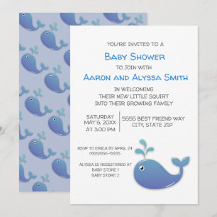 Invitation Petite Baleine / Petit Jet Bleu et Blanc pour une 