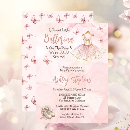 Invitation Petite Ballerina Est En Route Tutu Baby shower