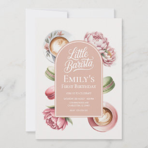 Invitation Petite Barista Girl 1er Anniversaire Café