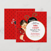 Invitation Petite Bébé Coccinelle Rouge Noir (Devant / Derrière)