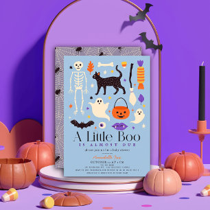 Invitation Petite Boo Halloween Motifs Baby shower Garçon ble