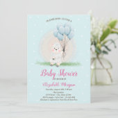 Invitation Petite brebis agneau points bleus Baby Shower (Debout devant)