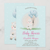 Invitation Petite brebis agneau points bleus Baby Shower (Devant / Derrière)