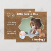 Invitation Petite Buckaroo Deuxième photo d'anniversaire (Devant / Derrière)