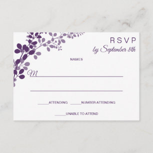 Invitation Petite carte-réponse RSVP pour mariage violet   Vi