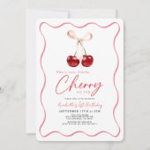 Invitation Petite cerise sur le ruban En vichy 1er anniversai (Devant)