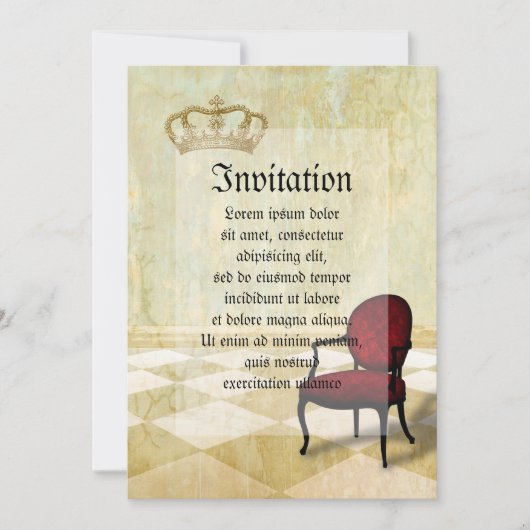 Invitation Petite chaise royale avec couronne (Devant)