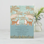 Invitation Petite chinoiserie Tiger Baby shower Bleu Chic (Debout devant)