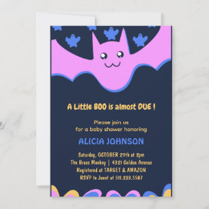 Invitation Petite chouette Chauve-souris mignonne Rose Hallow