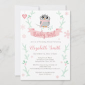 Invitation Petite chouette fille d'hiver bébé douche (Devant)