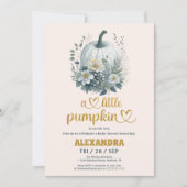 Invitation Petite chute citrouille aquarelle florale (Devant)