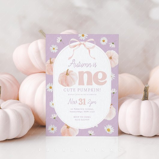 Invitation Petite Citrouille 1er anniversaire marguerites pou