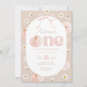 Invitation Petite Citrouille 1ère anniversaire marguerites Ne (Devant)