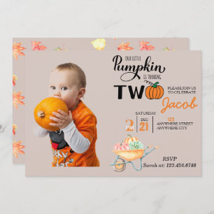 Invitation Petite Citrouille 2e fête Anniversaire de enfant d