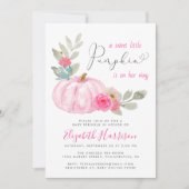 Invitation Petite Citrouille Aquarelle Bébé Fille Parsemer (Devant)