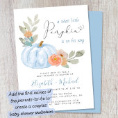 Invitation Petite Citrouille Aquarelle bébé garçon douche