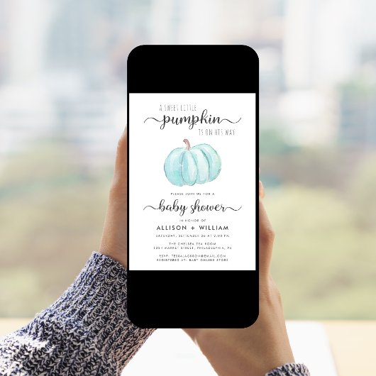 Invitation Petite Citrouille aquarelle Couples bébé garçon do