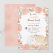 Invitation Petite Citrouille Automne Anniversaire Pastel d'au (Devant / Derrière)