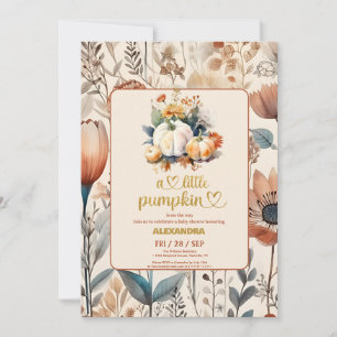 Invitation Petite citrouille automne aquarelle florale Baby S