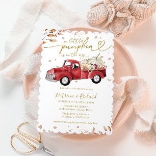 Invitation Petite Citrouille Automne Rouge Camionnette Vintag