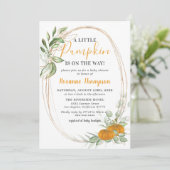 Invitation Petite citrouille automne vert Baby Shower (Debout devant)