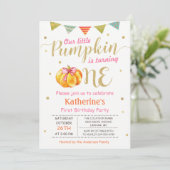 Invitation Petite Citrouille Baby Girl Fête d'anniversaire (Debout devant)