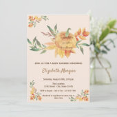 Invitation Petite citrouille, Baby shower Feuille (Debout devant)