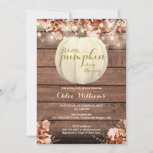 Invitation Petite Citrouille Baby Shower Rustique d'Automne