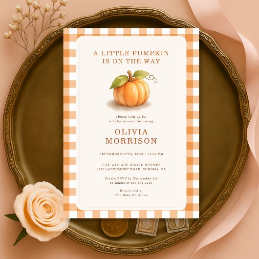 Invitation Petite Citrouille Bébé Fête d'Automne