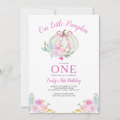 Invitation Petite Citrouille Bow Girls Premier anniversaire (Devant)