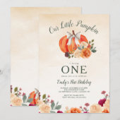 Invitation Petite Citrouille Bow Girls Premier anniversaire (Devant / Derrière)