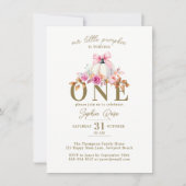 Invitation Petite Citrouille Bow Roses 1er Anniversaire Éléga (Devant)