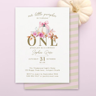 Invitation Petite Citrouille Bow Roses 1er Anniversaire Éléga
