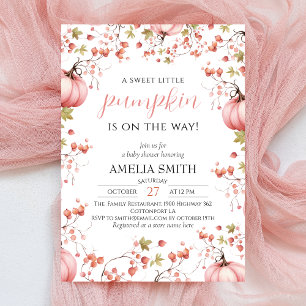 Invitation Petite citrouille en route Élégante Baby Shower ro