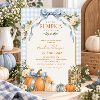 Invitation Petite Citrouille En Route Fête Prénatale Bleue