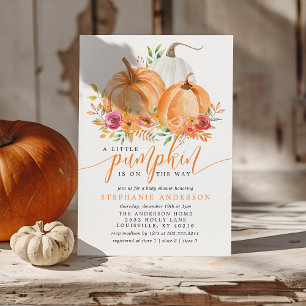 Invitation Petite citrouille en route Fête prénatale florale