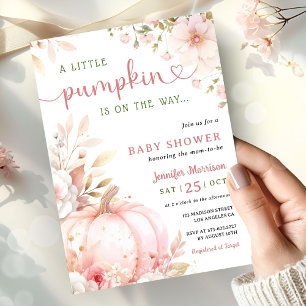 Invitation Petite Citrouille en Route Fille Fête de Naissance