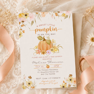 Invitation Petite citrouille en route Fleurie Baby Shower d'a