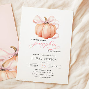 Invitation Petite citrouille en route Ruban rose Baby Shower