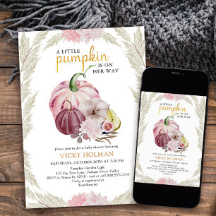 Invitation Petite Citrouille et Fête de Bébé aux Herbes de Pa