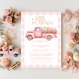 Invitation Petite Citrouille Fête de Bébé Fille Camion Rose A