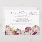Invitation Petite Citrouille Fête de Bébé Florale Rustique (Devant)