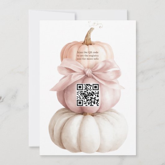 Invitation Petite Citrouille fille Baby shower QR Code (Dos)