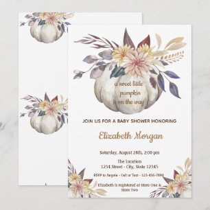 Invitation Petite citrouille, Fleurs Baby Shower