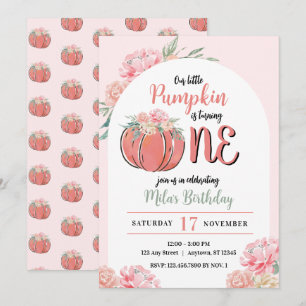 Invitation Petite Citrouille Florale moderne fille automne An
