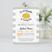 Invitation Petite Citrouille Grise Rayure Enfant Anniversaire (Debout devant)
