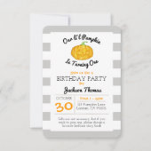 Invitation Petite Citrouille Grise Rayure Enfant Anniversaire (Devant)