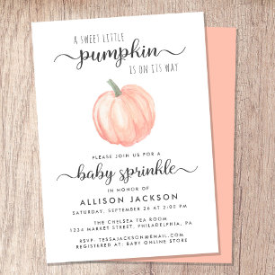 Invitation Petite Citrouille Orange Aquarelle Bébé Sprinkle