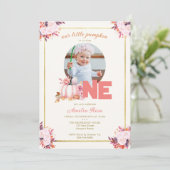 Invitation Petite Citrouille Pink Gold Fall quitte 1er annive (Debout devant)